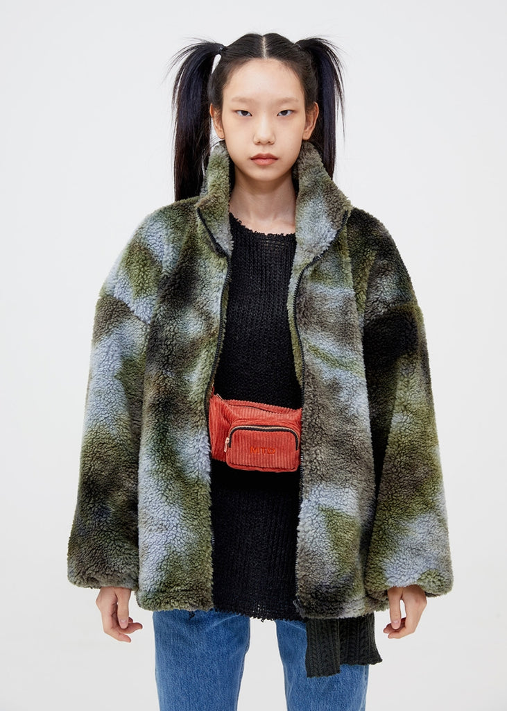モアザンドープ (MORE THAN DOPE) Dyed fluffy jacket (khaki)