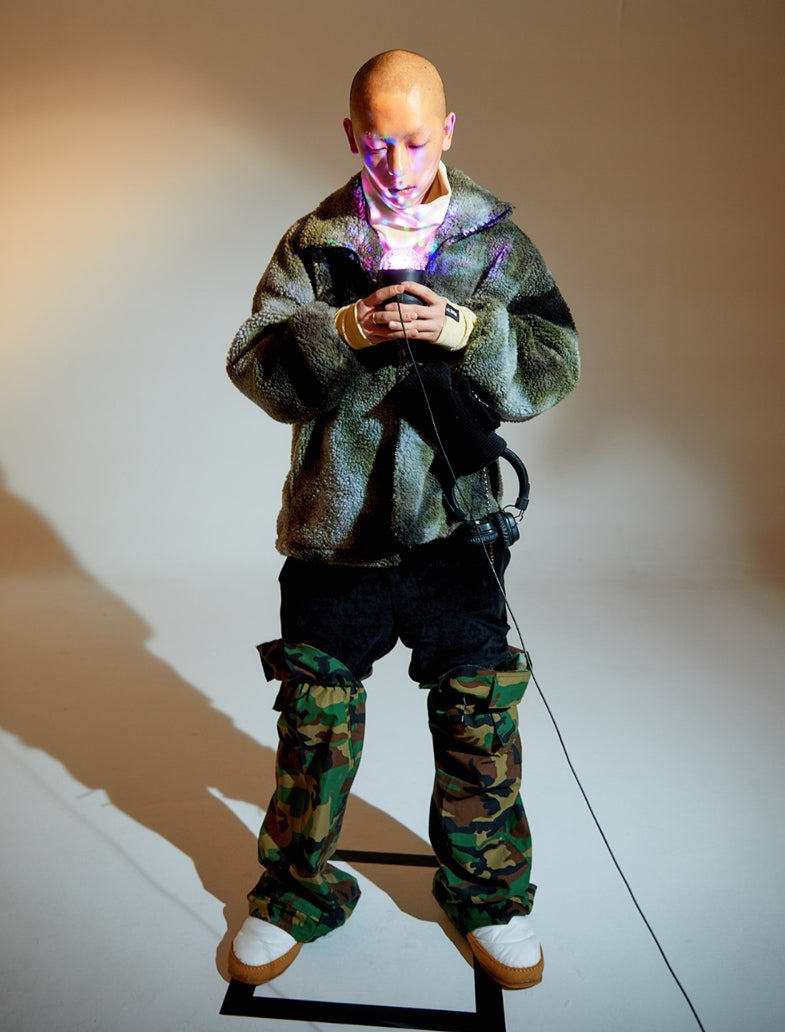 モアザンドープ (MORE THAN DOPE) Dyed fluffy jacket (khaki)