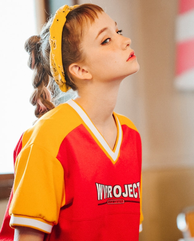 ダブルユーブイプロジェクト(WV PROJECT) V BLOCK SHORT SLEEVE RED MJST7173