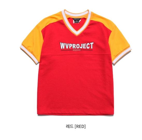 ダブルユーブイプロジェクト(WV PROJECT) V BLOCK SHORT SLEEVE RED MJST7173