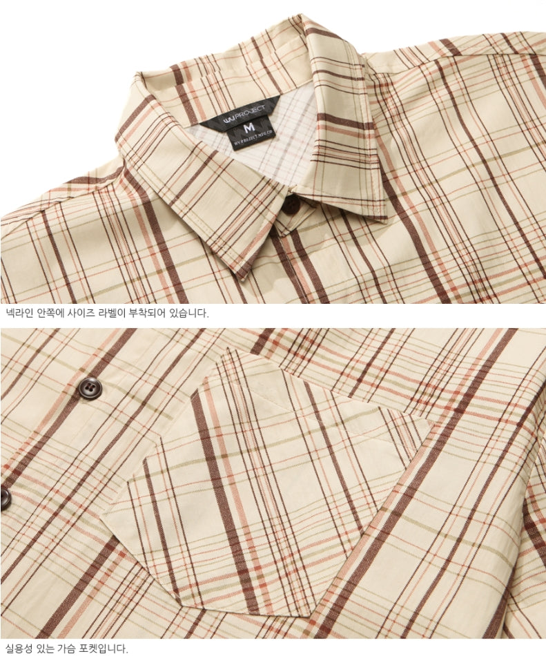 ダブルユーブイプロジェクト(WV PROJECT) LOOK CHECK SHIRT BEIGE MJSS7261