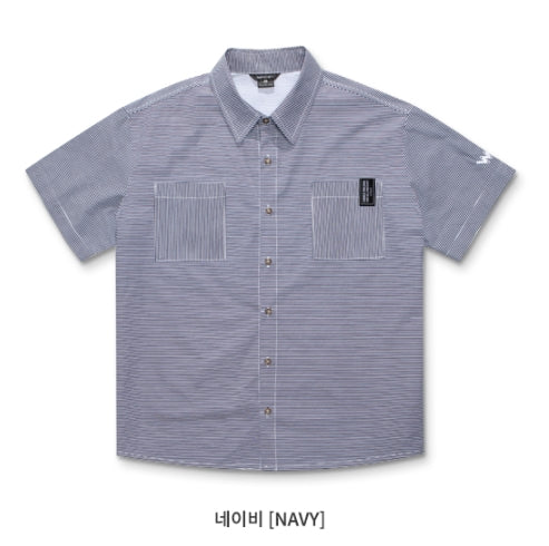 ダブルユーブイプロジェクト(WV PROJECT) THROUGH STRIPE SHIRT NAVY SYSS7273