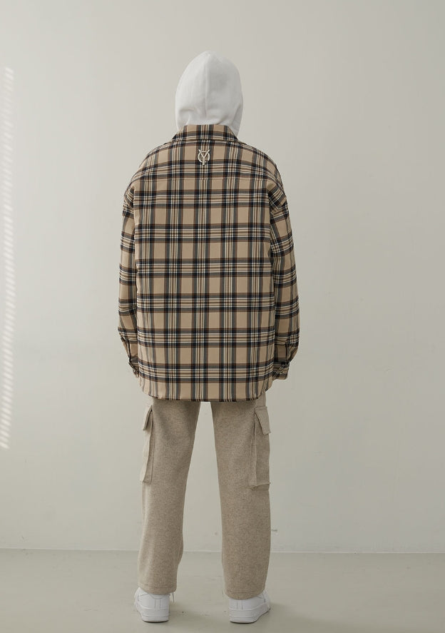 オーワイ(OY) PADDING SHIRTS-CHECK BEIGE