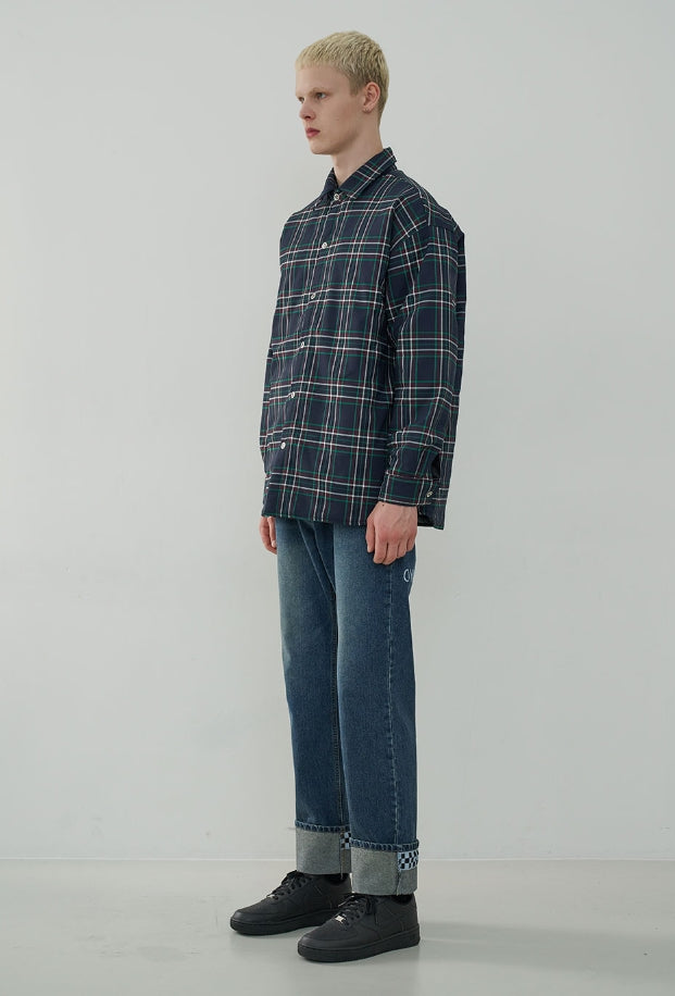 オーワイ(OY) PADDING SHIRTS-CHECK NAVY