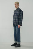 オーワイ(OY) PADDING SHIRTS-CHECK NAVY