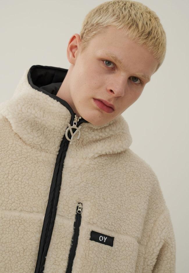 オーワイ(OY)FLEECE HOODIE JACKET-WHITE