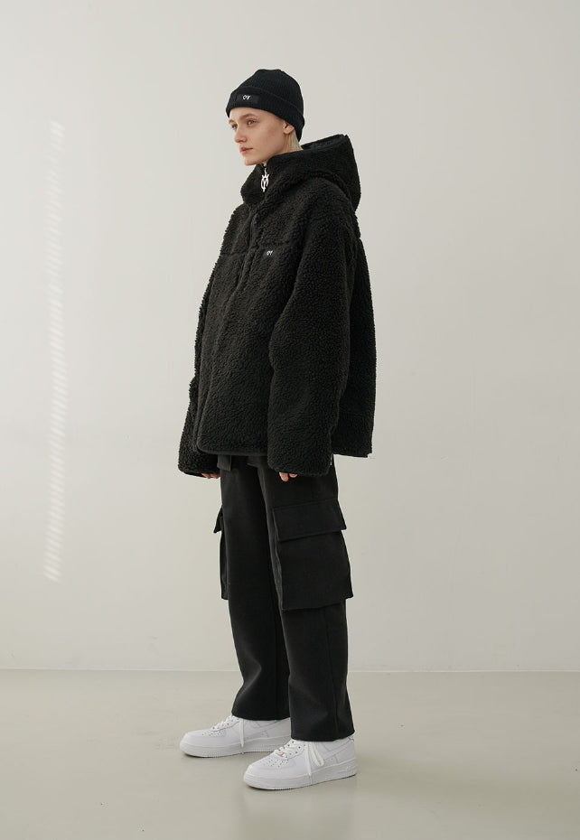 オーワイ(OY)FLEECE HOODIE JACKET-BLACK