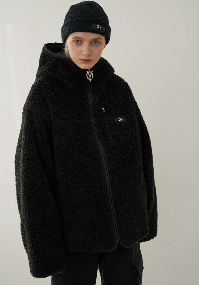 オーワイ(OY)FLEECE HOODIE JACKET-BLACK