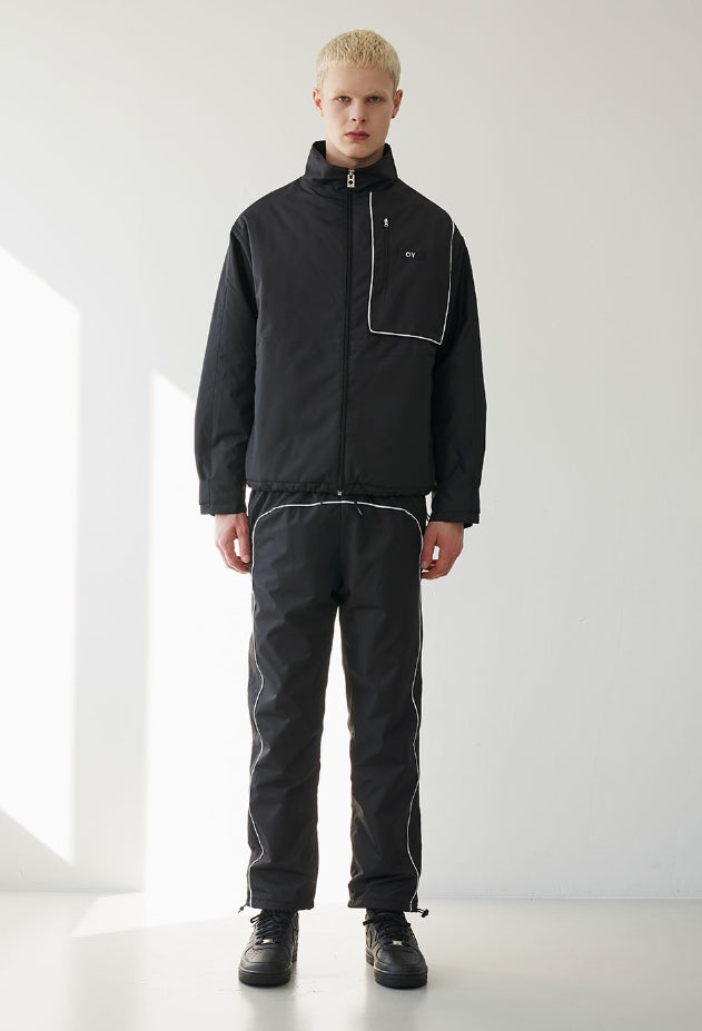 オーワイ(OY) PIPING BLOCK TRACK JACKET-BLACK