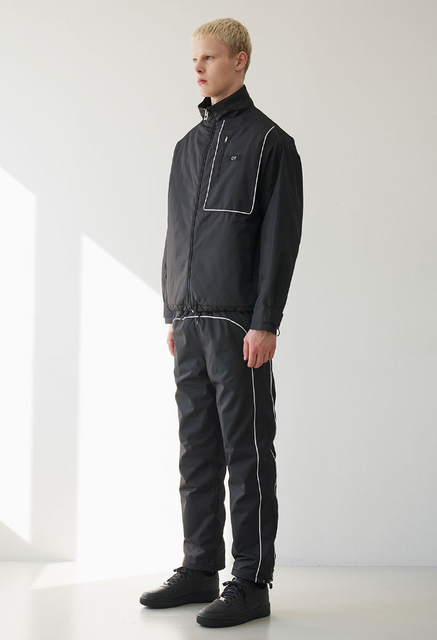 オーワイ(OY) PIPING BLOCK TRACK JACKET-BLACK