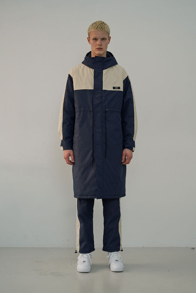 オーワイ(OY) LOGO BLOCK LONG PARKA-NAVY