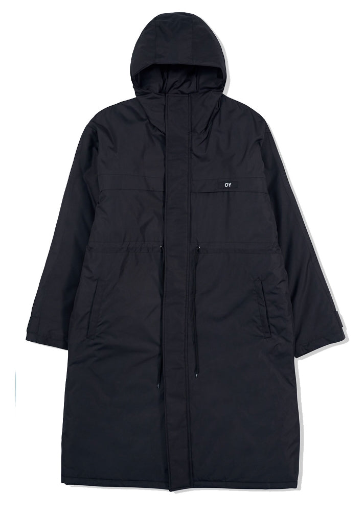 オーワイ(OY) LOGO BLOCK LONG PARKA-BLACK