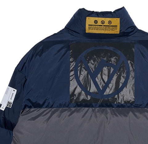 オベルー(OVERR) ESSAY.5 OVR LOGO PRINTING NAVY PADDING