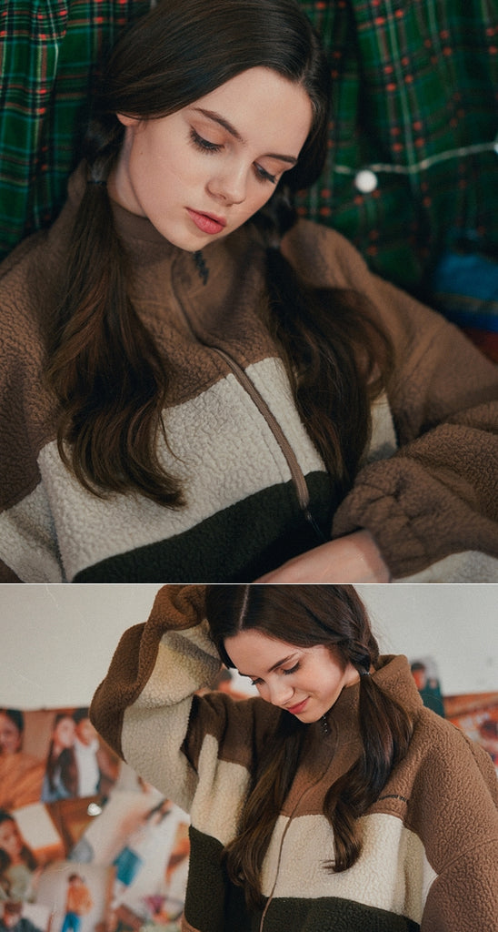 ダブルユーブイプロジェクト(WV PROJECT) BEBELINE BOUCLE ZIPUP BROWN MJOT7352