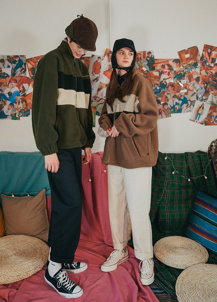 ダブルユーブイプロジェクト(WV PROJECT) BEBELINE BOUCLE ZIPUP BROWN MJOT7352