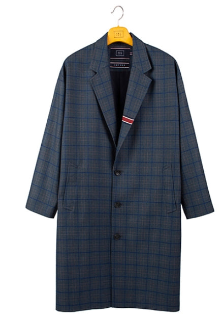 ロマンティッククラウン(ROMANTIC CROWN) FRIDAY THREE BUTTON CHECK COAT_BLUE