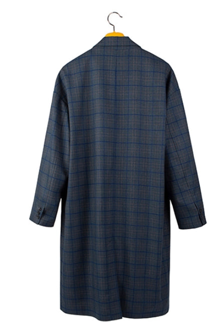 ロマンティッククラウン(ROMANTIC CROWN) FRIDAY THREE BUTTON CHECK COAT_BLUE