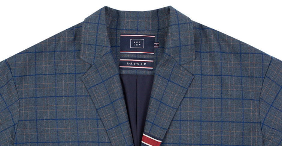 ロマンティッククラウン(ROMANTIC CROWN) FRIDAY THREE BUTTON CHECK COAT_BLUE