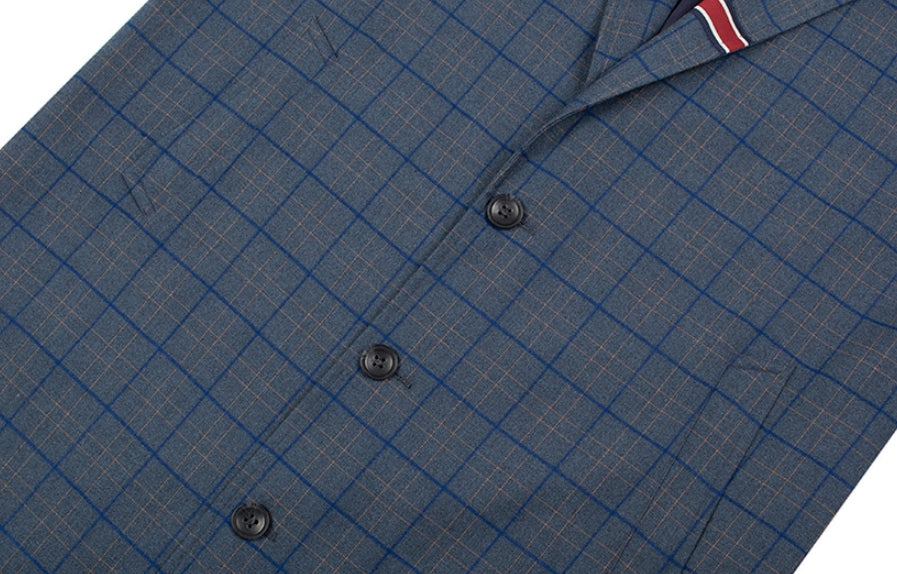 ロマンティッククラウン(ROMANTIC CROWN) FRIDAY THREE BUTTON CHECK COAT_BLUE