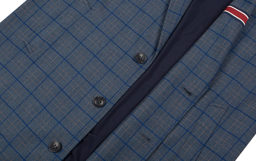 ロマンティッククラウン(ROMANTIC CROWN) FRIDAY THREE BUTTON CHECK COAT_BLUE