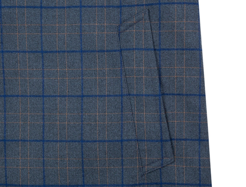 ロマンティッククラウン(ROMANTIC CROWN) FRIDAY THREE BUTTON CHECK COAT_BLUE