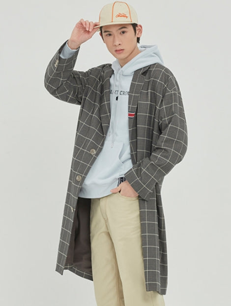 ロマンティッククラウン(ROMANTIC CROWN) FRIDAY THREE BUTTON CHECK COAT_GREY