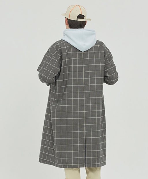 ロマンティッククラウン(ROMANTIC CROWN) FRIDAY THREE BUTTON CHECK COAT_GREY