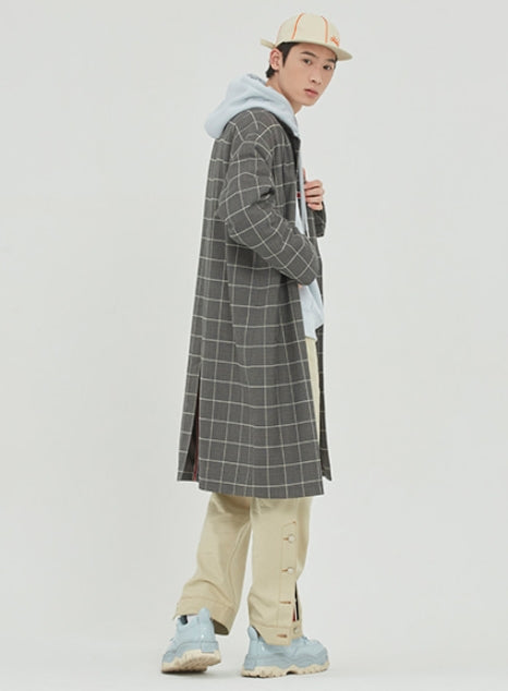 ロマンティッククラウン(ROMANTIC CROWN) FRIDAY THREE BUTTON CHECK COAT_GREY