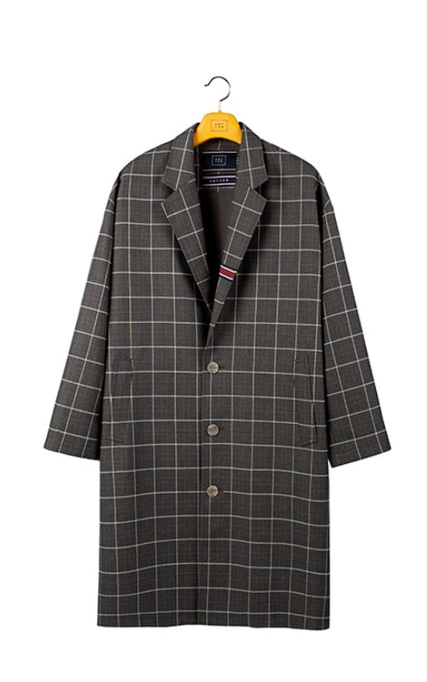 ロマンティッククラウン(ROMANTIC CROWN) FRIDAY THREE BUTTON CHECK COAT_GREY