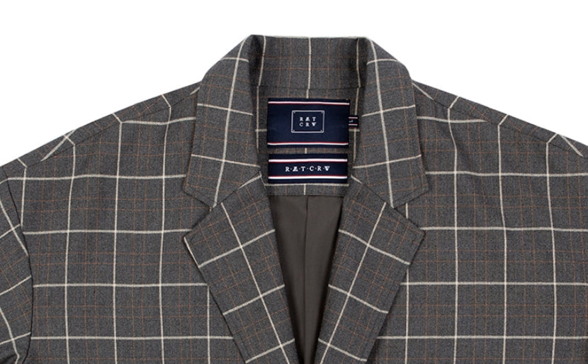 ロマンティッククラウン(ROMANTIC CROWN) FRIDAY THREE BUTTON CHECK COAT_GREY