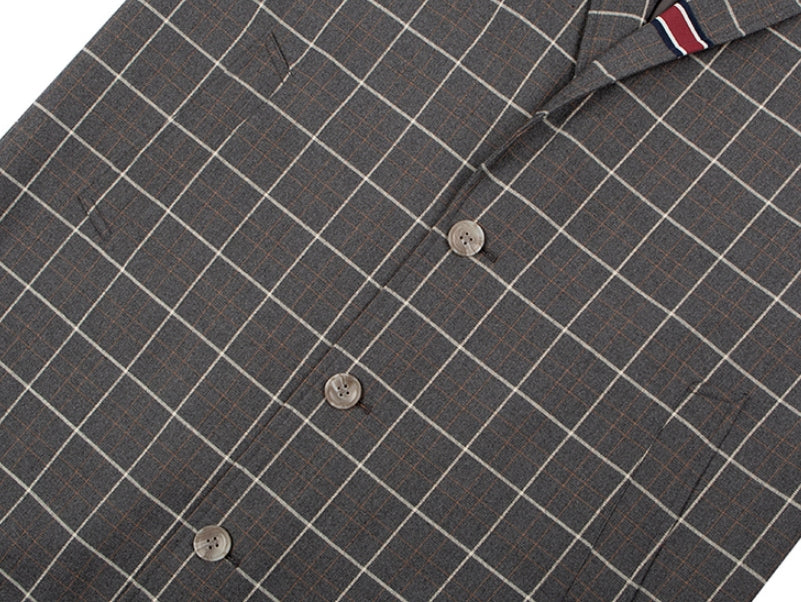 ロマンティッククラウン(ROMANTIC CROWN) FRIDAY THREE BUTTON CHECK COAT_GREY