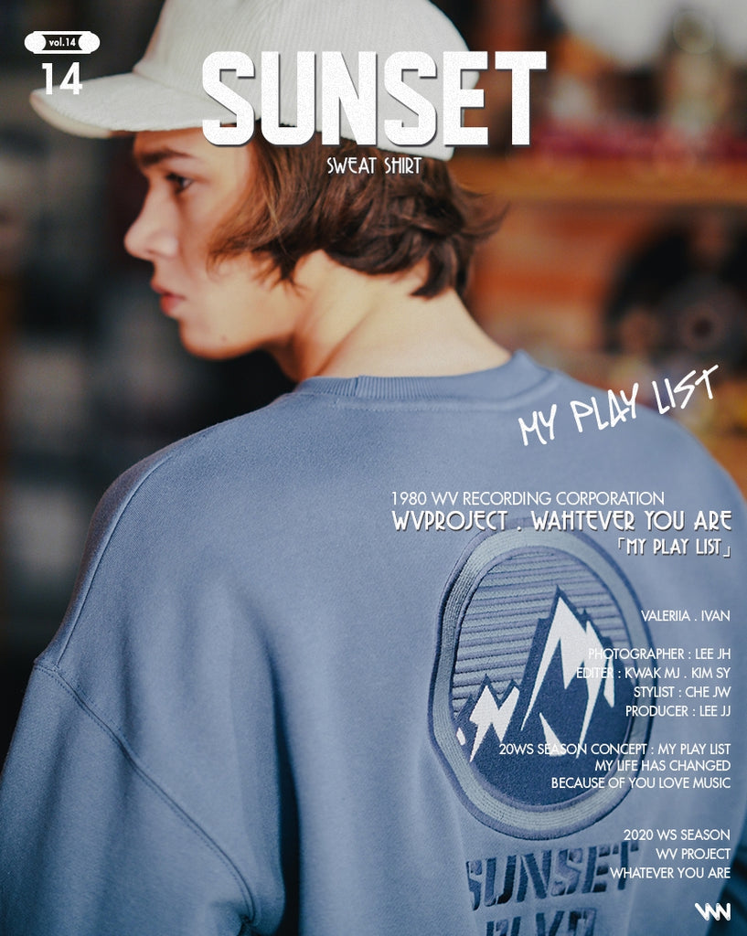 ダブルユーブイプロジェクト(WV PROJECT) SUNSET SWEAT SHIRT BLUE GRAY KHMT7357