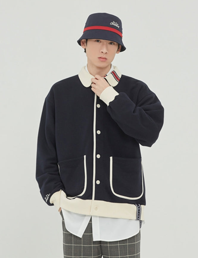 ロマンティッククラウン(ROMANTIC CROWN)  ROUND COLLAR COTTON CARDIGAN_NAVY