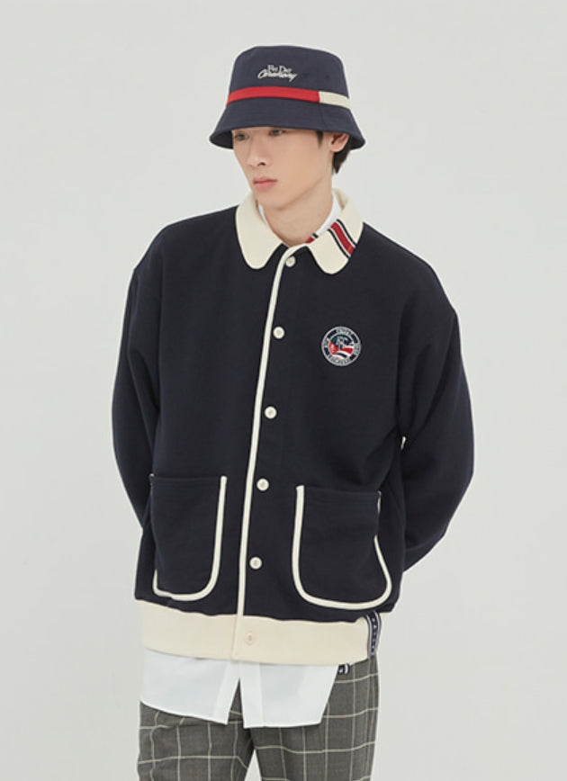 ロマンティッククラウン(ROMANTIC CROWN)  ROUND COLLAR COTTON CARDIGAN_NAVY