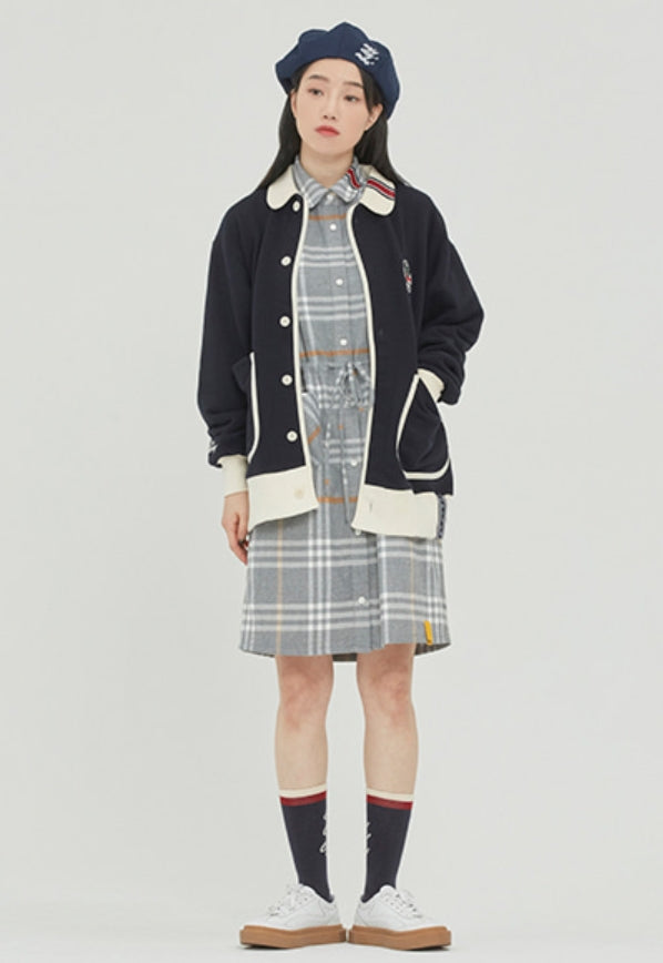 ロマンティッククラウン(ROMANTIC CROWN)  ROUND COLLAR COTTON CARDIGAN_NAVY