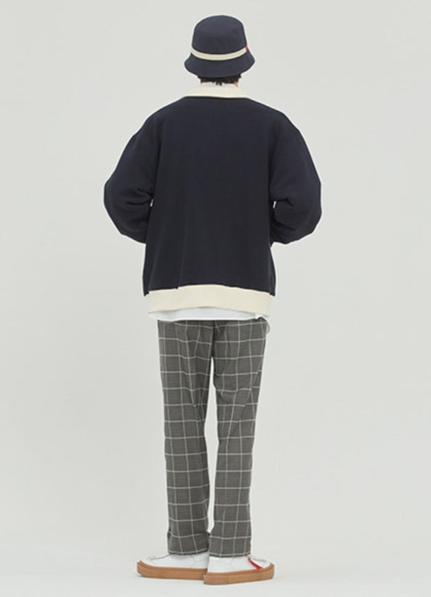 ロマンティッククラウン(ROMANTIC CROWN)  ROUND COLLAR COTTON CARDIGAN_NAVY