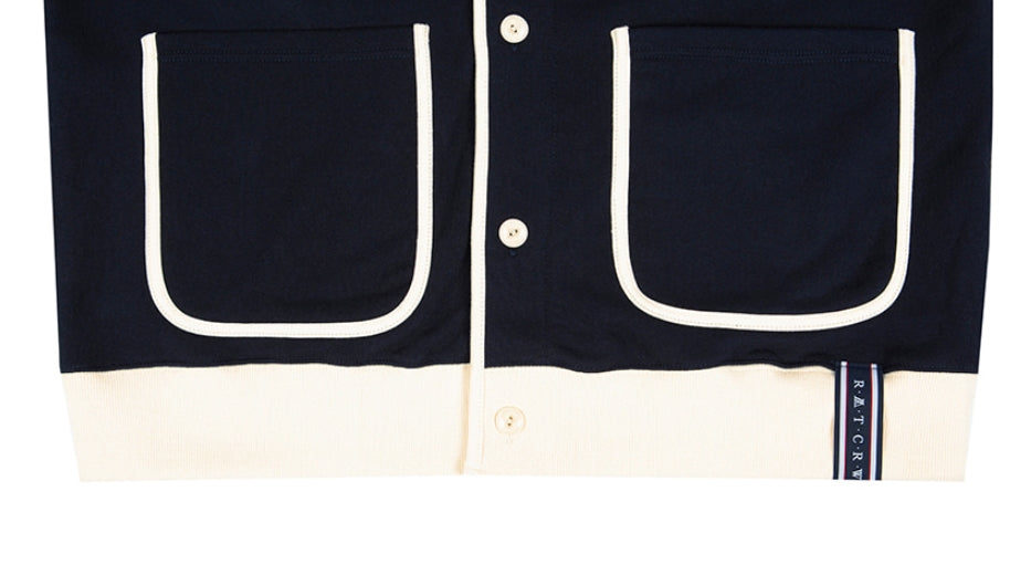 ロマンティッククラウン(ROMANTIC CROWN)  ROUND COLLAR COTTON CARDIGAN_NAVY