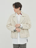 ロマンティッククラウン(ROMANTIC CROWN) TONE ON TONE LEATHER RIDER JACKET_OATMEAL
