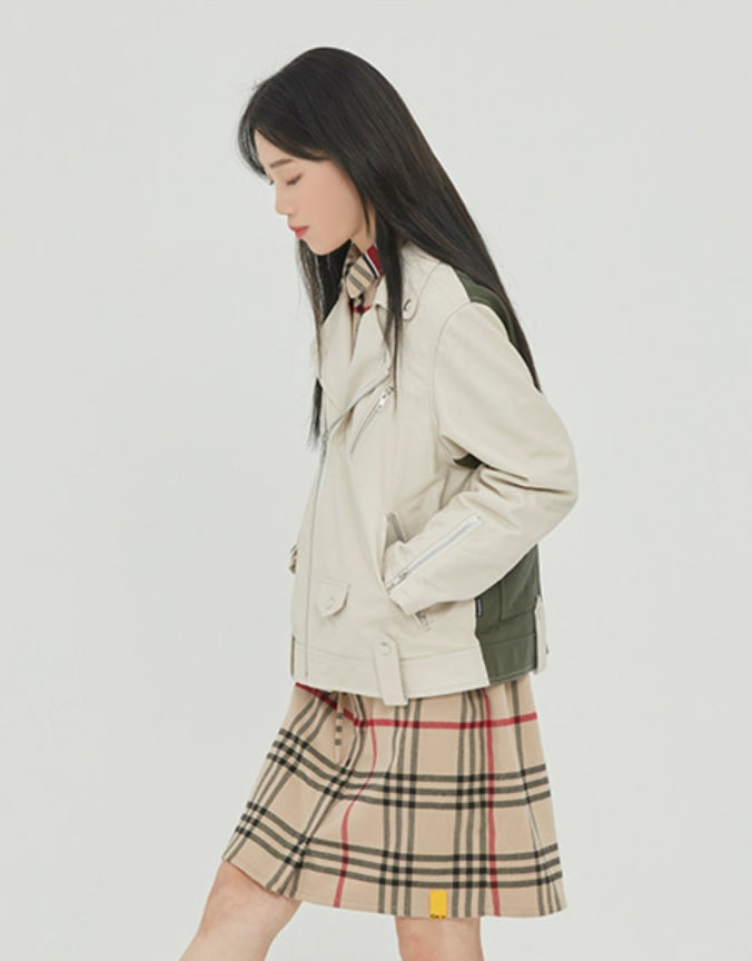 ロマンティッククラウン(ROMANTIC CROWN) TONE ON TONE LEATHER RIDER JACKET_OATMEAL