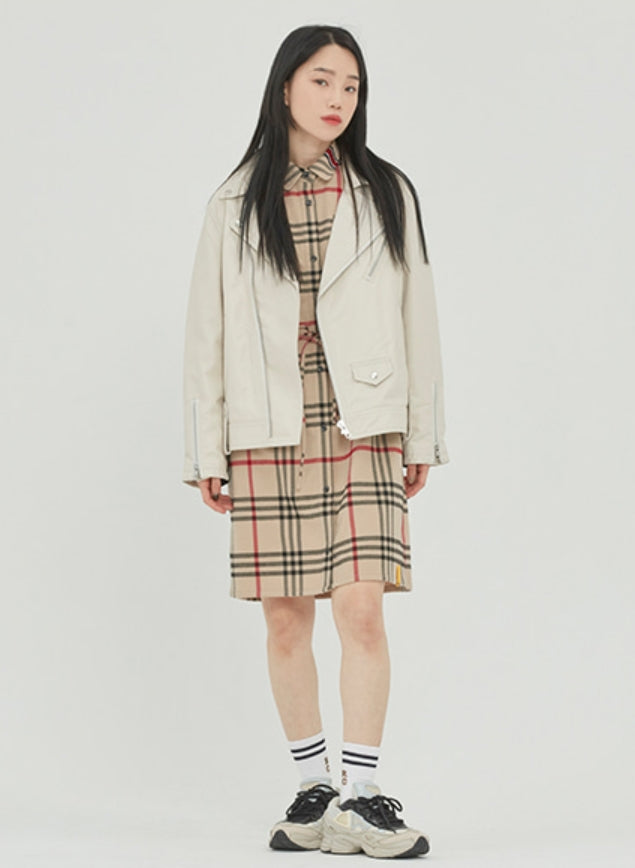 ロマンティッククラウン(ROMANTIC CROWN) TONE ON TONE LEATHER RIDER JACKET_OATMEAL