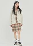 ロマンティッククラウン(ROMANTIC CROWN) TONE ON TONE LEATHER RIDER JACKET_OATMEAL