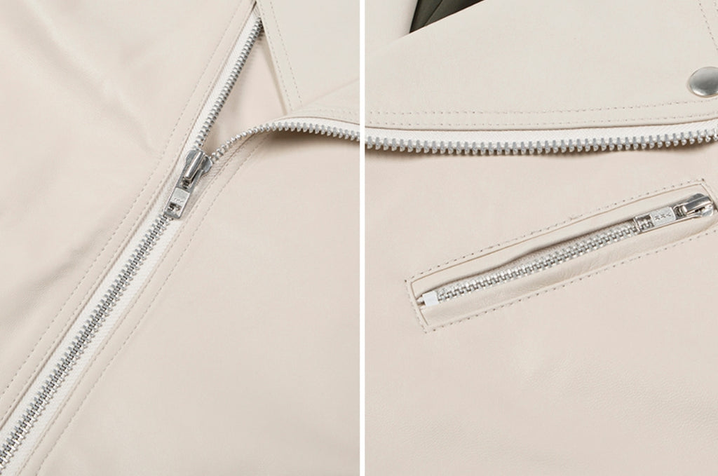 ロマンティッククラウン(ROMANTIC CROWN) TONE ON TONE LEATHER RIDER JACKET_OATMEAL