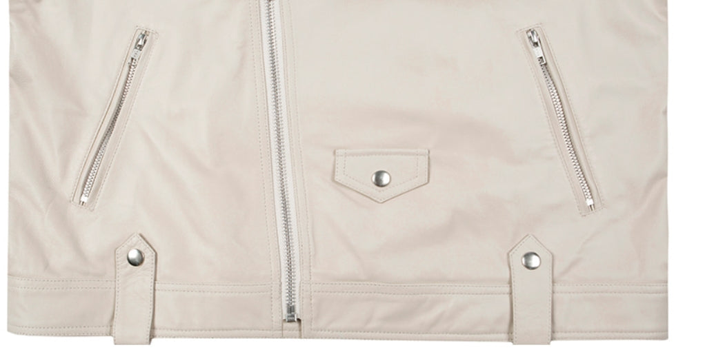 ロマンティッククラウン(ROMANTIC CROWN) TONE ON TONE LEATHER RIDER JACKET_OATMEAL