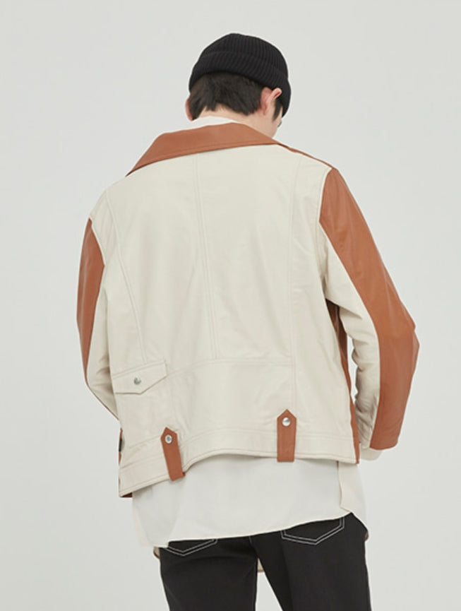 ロマンティッククラウン(ROMANTIC CROWN) TONE ON TONE LEATHER RIDER JACKET_BROWN
