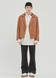 ロマンティッククラウン(ROMANTIC CROWN) TONE ON TONE LEATHER RIDER JACKET_BROWN