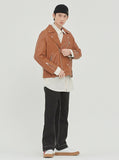 ロマンティッククラウン(ROMANTIC CROWN) TONE ON TONE LEATHER RIDER JACKET_BROWN