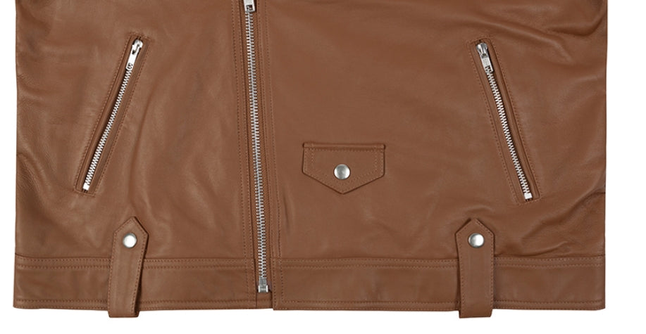 ロマンティッククラウン(ROMANTIC CROWN) TONE ON TONE LEATHER RIDER JACKET_BROWN