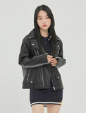 ロマンティッククラウン(ROMANTIC CROWN) TONE ON TONE LEATHER RIDER JACKET_BLACK