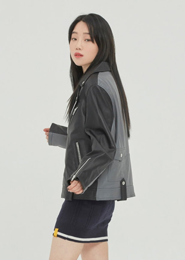 ロマンティッククラウン(ROMANTIC CROWN) TONE ON TONE LEATHER RIDER JACKET_BLACK