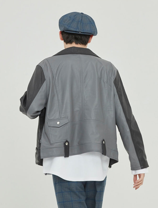 ロマンティッククラウン(ROMANTIC CROWN) TONE ON TONE LEATHER RIDER JACKET_BLACK